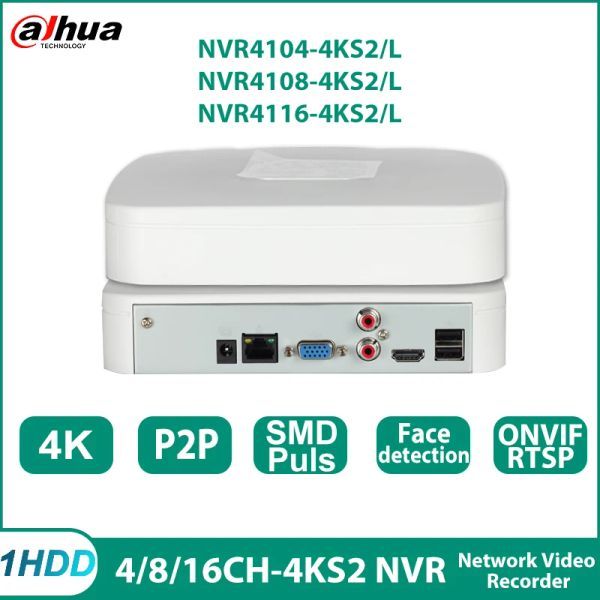 Registrador Dahua NVR41044KS2/L NVR41084KS2/L NVR41164KS2/L 4K NVR 4/8/16 CANALES SMART H.265+ 1HDD RECORDOR DE VIDEO NETA