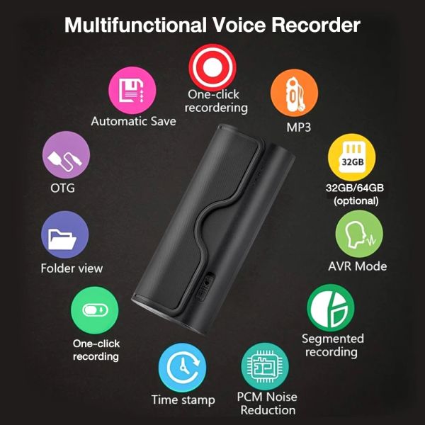 Enregistreur Audio numérique enregistreur vocal Micro Flash activé par la voix Mini stylo USB 32GB 64GB lecteur MP3 enregistrement pour les sessions de conférences