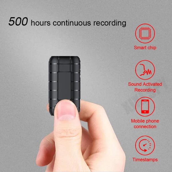 Recordadora Digital Voice Recordadora Mini Registro activado de voz 500 horas Dispositivo de grabación digital Profesional Dictafono Audio Micro