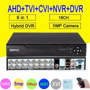 Detección de cara de registrador Xmeye H265+ 5MP 16CH 16 Canal 6 en 1 Audio Híbrido WiFi TVI CVI NVR AHD CCTV DVR Vigilancia Recoder