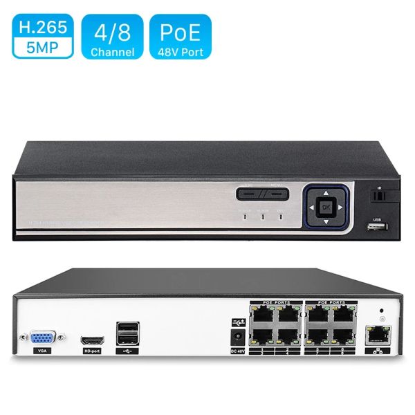 Registrador H.264 4 CH O 8 CCT CCTV NVR 48V POE NVR 4*5MP/ 8*4MP Seguridad Video Registradora IP Cámara IP MOVITS Detect Poe NVR P2P