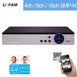 Enregistreur H.265 5MP DVR NVR 8CH 4CH 16CH SECURITÉ DE SÉCURITÉ DVR Recorder 6 en 1 pour Home Analog AHD TVI CVI IP Camera CCTV System