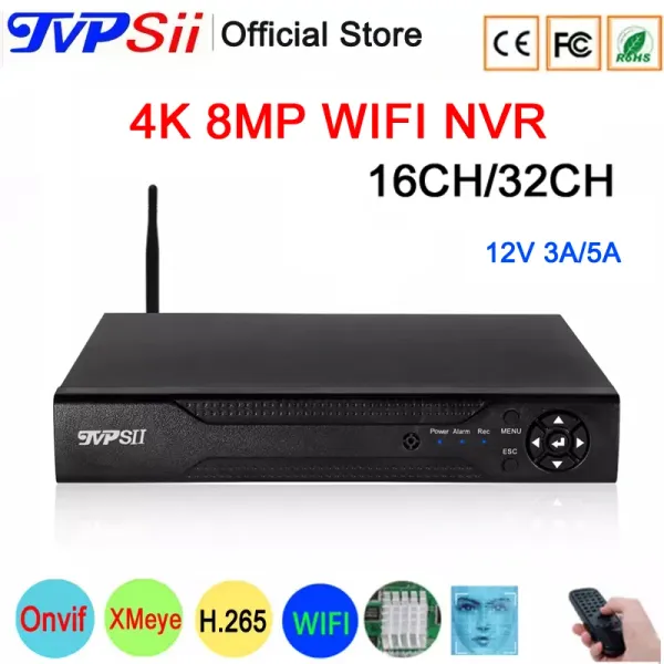 Registrador H.265+ Audio HI3536C Detección de cara XMEYE 32CH 32 CANAL 4K 8MP Vigilancia Video Registrador Max 14TB ONVIF WiFi CCTV DVR NVR