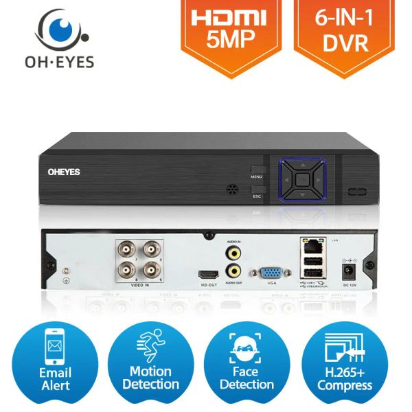 Registrador H.265 XMEYE 4CH Detección de caras Sistema de seguridad DVR 4 canal 5MP AHD Vigilancia digital Recorder 6 en 1 Recordadora híbrida