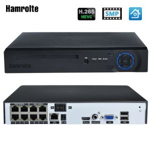Registrador Hamrolte CCTV NVR 8CH H.265 POE NVR MAX 4K Salida para IEEE802.3AF 48V POE Soporte de cámara IP Detección de movimiento Acceso remoto XMEYE