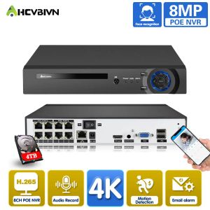 Enregistreur HD 4K NVR 8 chaîne POE CCTV Réseau vidéo Recordance Support IP Camera Video Sounseillance Recorder 8MP Sécurité Caméras NVR RJ45