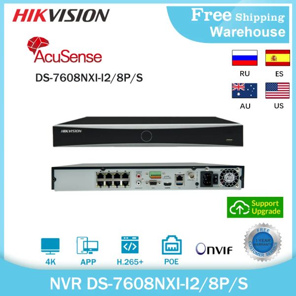 Enregistreur Hikvision 4K ACUSENSE NVR DS7608NXII2 / 8P / S 12MP 8CH POE H.265 + 2SATA CCTV VIDEO