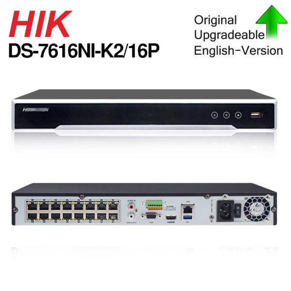 Enregistreur Hikvision POE NVR DS7616NIK2 / 16P 16CH H.265 12MP POE NVR pour la prise en charge de la caméra IP Prise en charge de la surveillance de la sécurité audio HikConnect