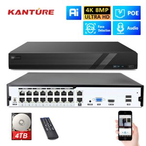 Enregistreur Kanture 16CH 4K Recordance vidéo Network 8MP AI Human Face Detection Poe NVR pour la sécurité Système de caméra IP de surveillance de sécurité