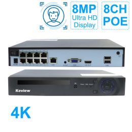 Enregistreur Keview H.265 4 / 8CH POE NVR 8MP 5MP 4MP 2MPSECURITY IP CAME CAMERIE VIDEO VIDEO SYSTÈME CCTV SYSTÈME DE CCTV P2P Recorder Face Detect