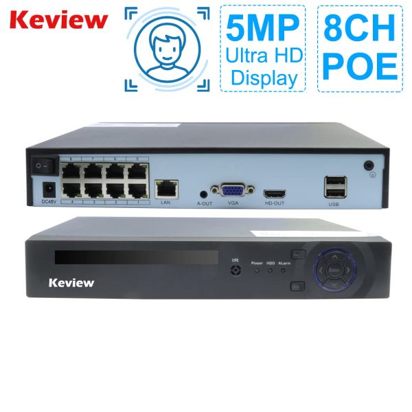 Registradora Keview H.265 4/8 CH POE NVR SEGURIDAD IP Cámara Video Vigilancia Sistema CCTV P2P 8MP 5MP2MP Detección de cara de grabadora de red