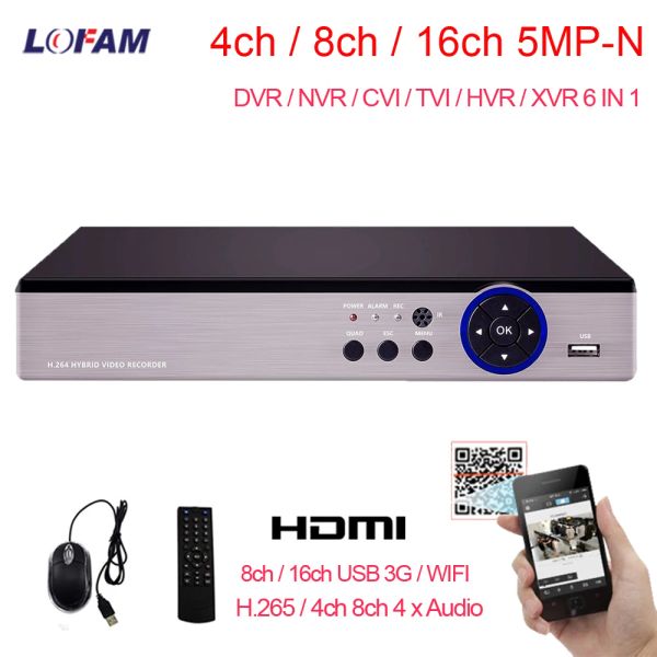 Registradora LOFAM 5MP N AHD CCTV Video Vigilancia Registro DVR 4CH 8CH 16CH SEGURIDAD DVR NVR para cámaras de red IP AHD AHD Analog H.265 DVR