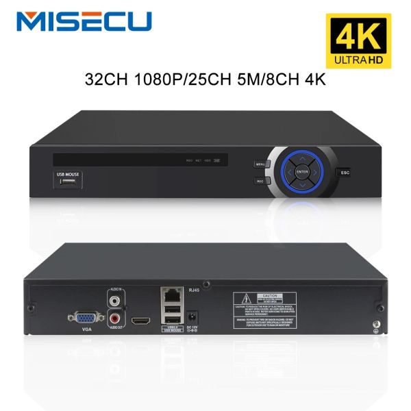 Registradora MISECU H.265 32CH 1080P 5MP 4K NVR DVR para cámara IP CCTV Video Registrador Sistema de vigilancia de seguridad P2P XMEYE Smart Reproducción