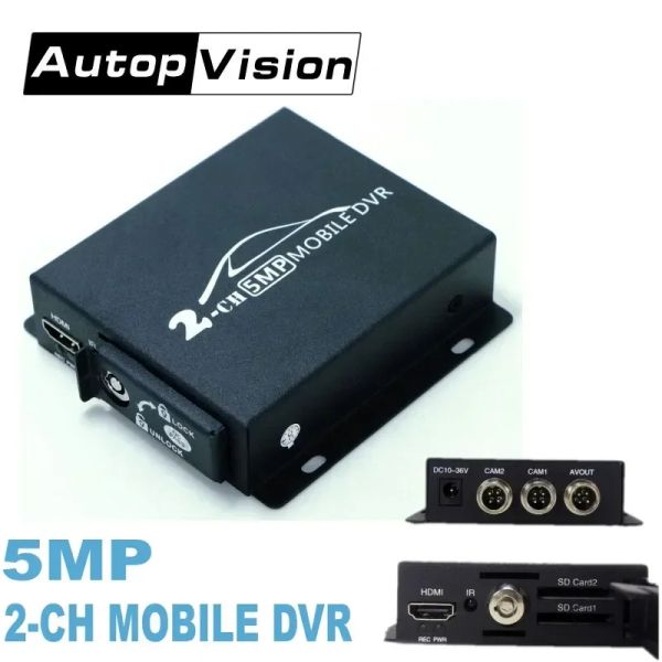 Enregistreur le plus récent 2CH MINI MOBILE DVR REALTI-TEMPS HD 1080P 2 canaux SD DVR Prise en charge 128 Go / CVBS / AHD 5.0MP Mini véhicule DVR avec télécommande