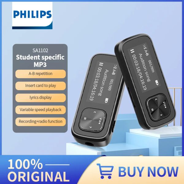 Recorder Philips Original Mini Digital Sport Music Mp3 Player FM Recorder de voz upport 128GB Micro SD TF Tarjeta
