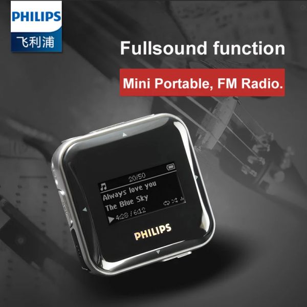 Recordier Philips Mini Mini lecteur mp3 FullSound Big Screen avec fonction d'enregistrement / Radio FM Running Back Clip Musique