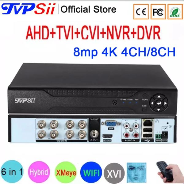 Enregistreur Remote Control Audio Face Detection HI3531D 8MP 4K XMEYE 8CH 8 CANCHE H.265 + HYBRID WIFI 6 IN 1 TVI CVI NVR AHD CCTV DVR Système