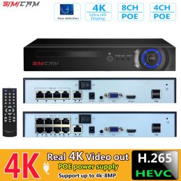 Recorder Simicam H.265+ 4ch 8ch POE NVR voor IP -beveiligingsbewaking Camera CCTV Systeem 2MP 5MP 8MP 4K Audio Video Recorder Face Detect