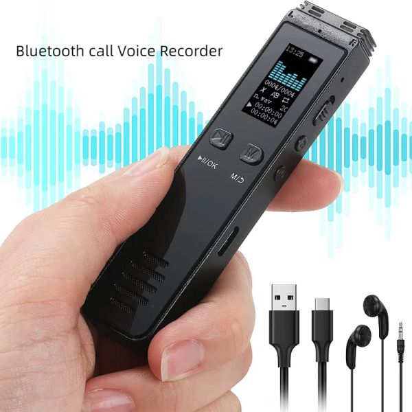 Registradora Small Voice Recorder Bluetooth Call Recordadora activada Audio Sound Digital USB Professional Dicephone MP3 Reproductor 864GB