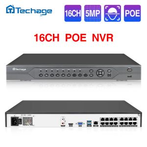 Enregistreur Techage H.265 16ch 4k 8MP 5MP 4MP 2MP POE NVR P2P Remote View Network PoE NVR for IP Camera Surveillance CCTV Set OnVIF