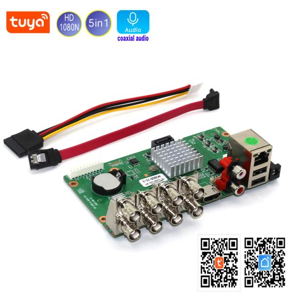 Registrador Tuya Smart 8ch Hynrid 1080n DVR Board H.265 Video Recorder Coaxial Audio para vigilancia Cámaras IP CCTVTVI CVI CVB