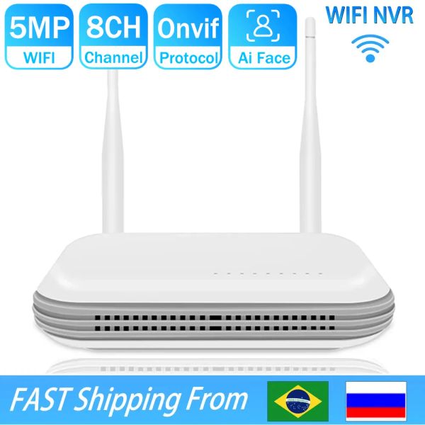 Registrador WiFi NVR Mini 4Ch 5MP/8CH 3MP XMEYE Registradora de video WiFi para el sistema de seguridad inalámbrica TF Ranura de la tarjeta Detección de cara P2P H.265