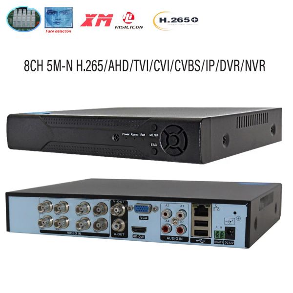 Enregistreur XMeye 8ch Face détecter ahd dvr 8 canal 5mn Surveillance 6 in 1 TVI CVI CVBS Sécurité hybride CCTV HDMI VGA VIDEO P2P NVR