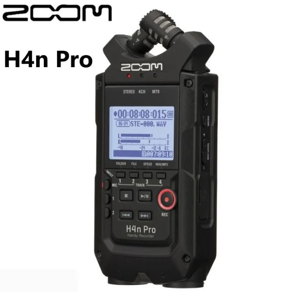 Enregistreur Zoom H4N Pro Black Portable Four Track Audio Recordier Handy Recording Pen Begryd X / Y Stéréo Microphone pour film musical