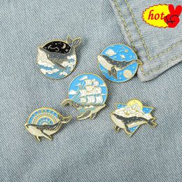 Badges de conception en métal, série d'animaux de baleine récréative, broche en émail, étiquette sac à dos, bijoux cadeau, accessoires de bricolage