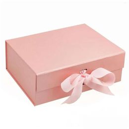 Rectangar Pink Wrap 5pcs Boîte-cadeau Emballage Bow Fold Wedding Festival Festival commercial Emballage de gros personnalisé pour Business DHTCK