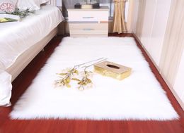 Alfombras rectangulares suave esponjoso falso de piel de oveja alfombras de piel de piel nórdica nórdica sala de estar sala de estar alfombra de dormitorio de dormitorio blanco alfombra de noche blanca3182367