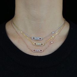 Pendentif rectangulaire en zircone cubique pour femmes, chaîne fine et délicate, collier classique en argent sterling 925, Q0531