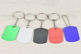 Rectangle Dog Tag Metal Blank Military Pet Dog Id Carte Tags Aluminium Alloy Army Dog Tags Colorful Pet Tag Keyring personnalisable DBC1965591