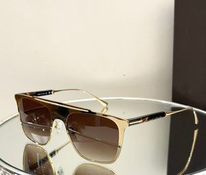 Rechthoek Flat Top Zonnebril Goud Bruin Gradiënt Heren Sonnenbrille Shades Sunnies Gafas de sol UV400 Brillen met Doos