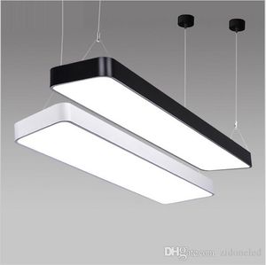 Rechthoek LED Hanglamp Aluminium Opknoping Verlichtingsarmatuur Opgeschort voor Office Study Room Black / Silver / White Body AC85-265V