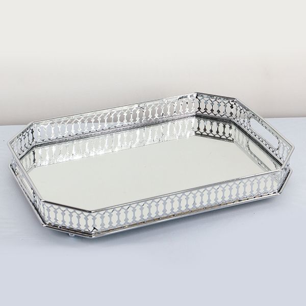 Plateau miroir rectangle Plaques de rangement de parfum cosmétique Perfume Rétros Vanity Mirror Tray pour affichage de bijoux Decor à miroir de commode