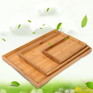 Rectángulo Bandeja para servir de bambú natural Bandejas para cubiertos de té Paleta de almacenamiento Plato de fruta Decoración Comida Rectangular de madera 6 Tamaño BH2304 CY