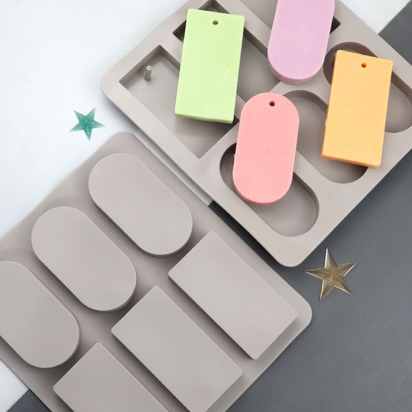 Rectangle ovale Silicone moule aromathérapie gypse cire flocon bougies moule bricolage artisanat ornements cadeau décor fournitures MJ1053