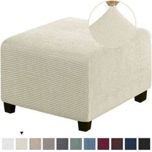 Rechthoek Polar Fleece voetenbank Cover Stretch Ottoman Slipcover All-inclusieve bank voetsteunkast voor thuismeubelbeschermer