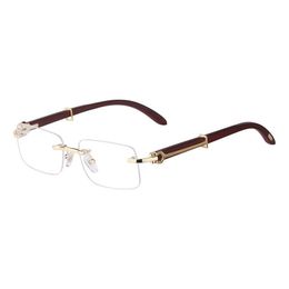 Rechthoek Randloze zonnebrillen Men Luxe ontwerper Zonneglazen Buffalo Horn Lentes de Sol Oversized Ras Rechthoek Tinten Designer Zonnebril