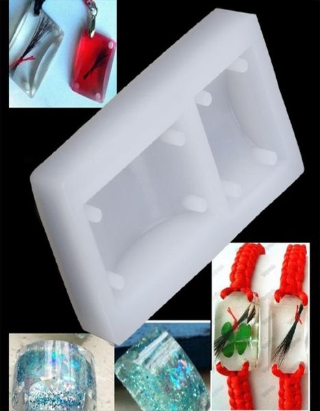 Moule rectangulaire en Silicone pour faire soi-même, pendentif, fabrication de bijoux, moule en résine, trou 6702776