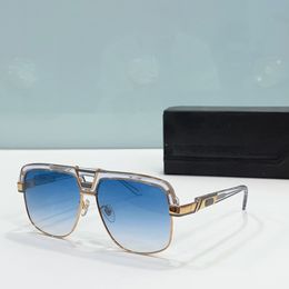Rectangle Lunettes de soleil 991 Crimal Gold Frame Blue Gradient Lenses Men Glêmes Sonnenbrille Sun Shades UV400 Eyewear Wth Box