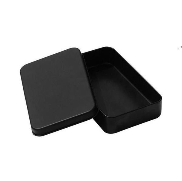 Caja de lata rectangular Cajas de contenedores de metal negro Joyas de dulces Almacenamiento de naipes JNB16644