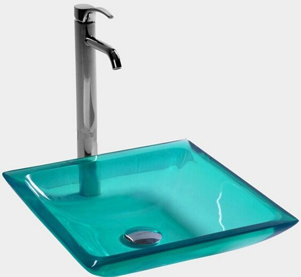Lavabo rectangulaire en résine acrylique, salle de bains, plan de travail, surface solide, pierre, vanité, lavabo coloré, 3858