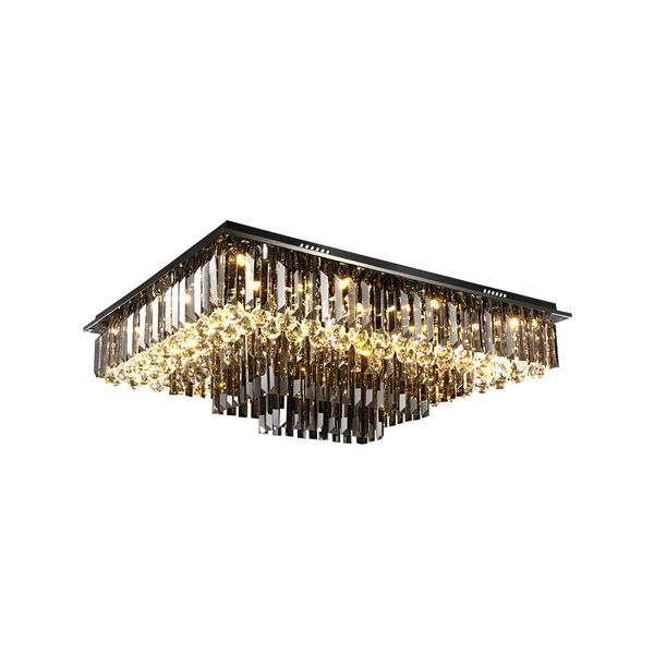 Lámpara de techo de cristal gris ahumado, lámpara Rectangular para decoración de lujo para casa, villa, sala de estar y dormitorio