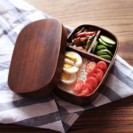 Rechthoekig compartiment enkellaags lunchbox houten lunchbox Japanse lunchbox voor volwassenen, draagbare voedseldoos