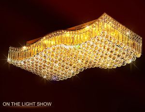 Lámpara de araña de cristal rectangular, lámpara de techo simple, diseño de fuente de luz LED para habitación LLFA