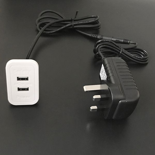 Puertos rectangulares USB 2.0 de carga dual integrados para muebles, escritorio, cable de extensión de salida USB doble, montado en el sofá, concentrador de montaje en superficie