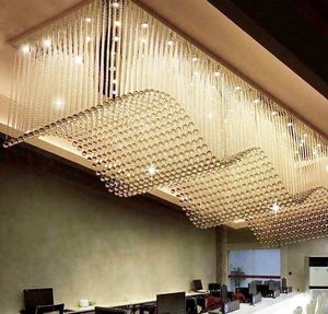 Rechthoekige Gold Shop Crystal Hotel Hotel Aisle Wave Chandelier KTV Club Hall Project LED Verlichting Fixture LED-lampen Home Lamp Myy