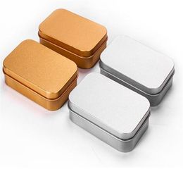Boîte de rangement rectangulaire en métal à charnière, conteneur avec couvercle, petites boîtes en fer blanc portables polyvalentes, conteneurs vides XB6397213